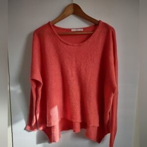 Coral Cashmere High and Low Oversized Pullover Sweater